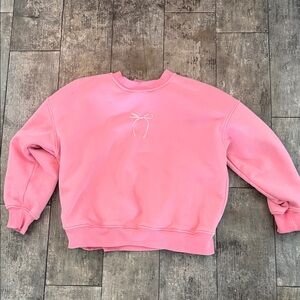 Pink Crewneck Sweatshirt with embroidered Bow Detail